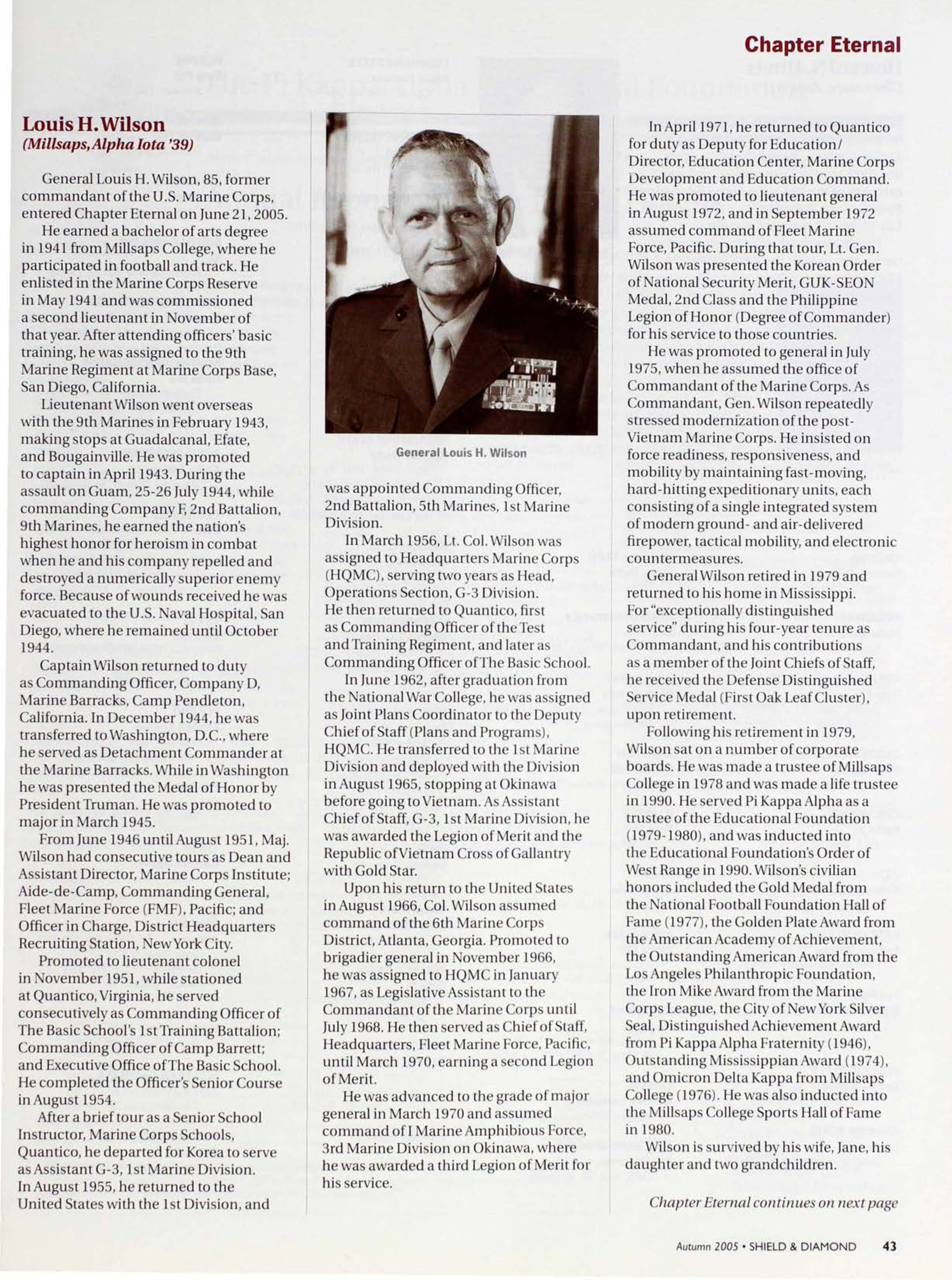 Chapter Eternal, Autumn 2005